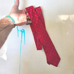VTG Red Morgan Hart 100% Silk‎ Polka Dot Tie Approx 56x3 Inches Necktie Menswear
